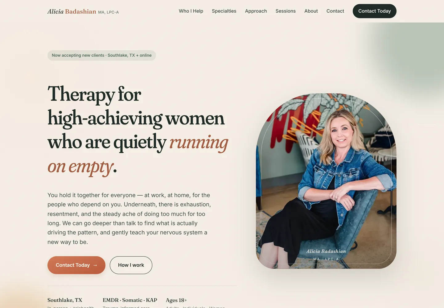 Alicia Badashian Counseling website