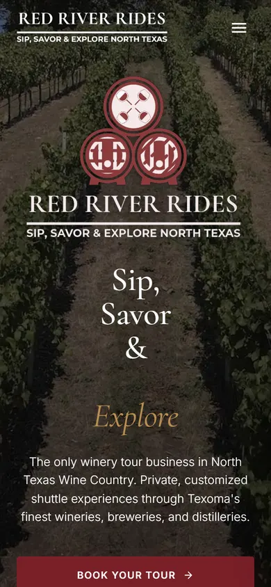 Red River Rides website, mobile