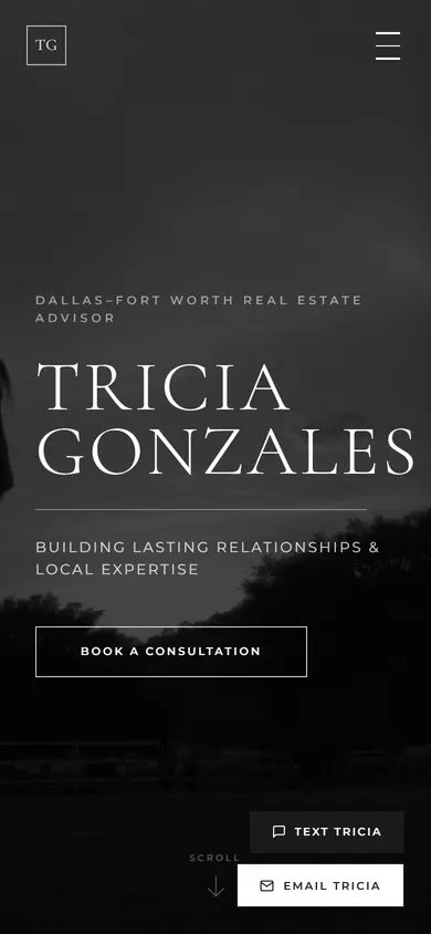 Tricia Gonzales website, mobile